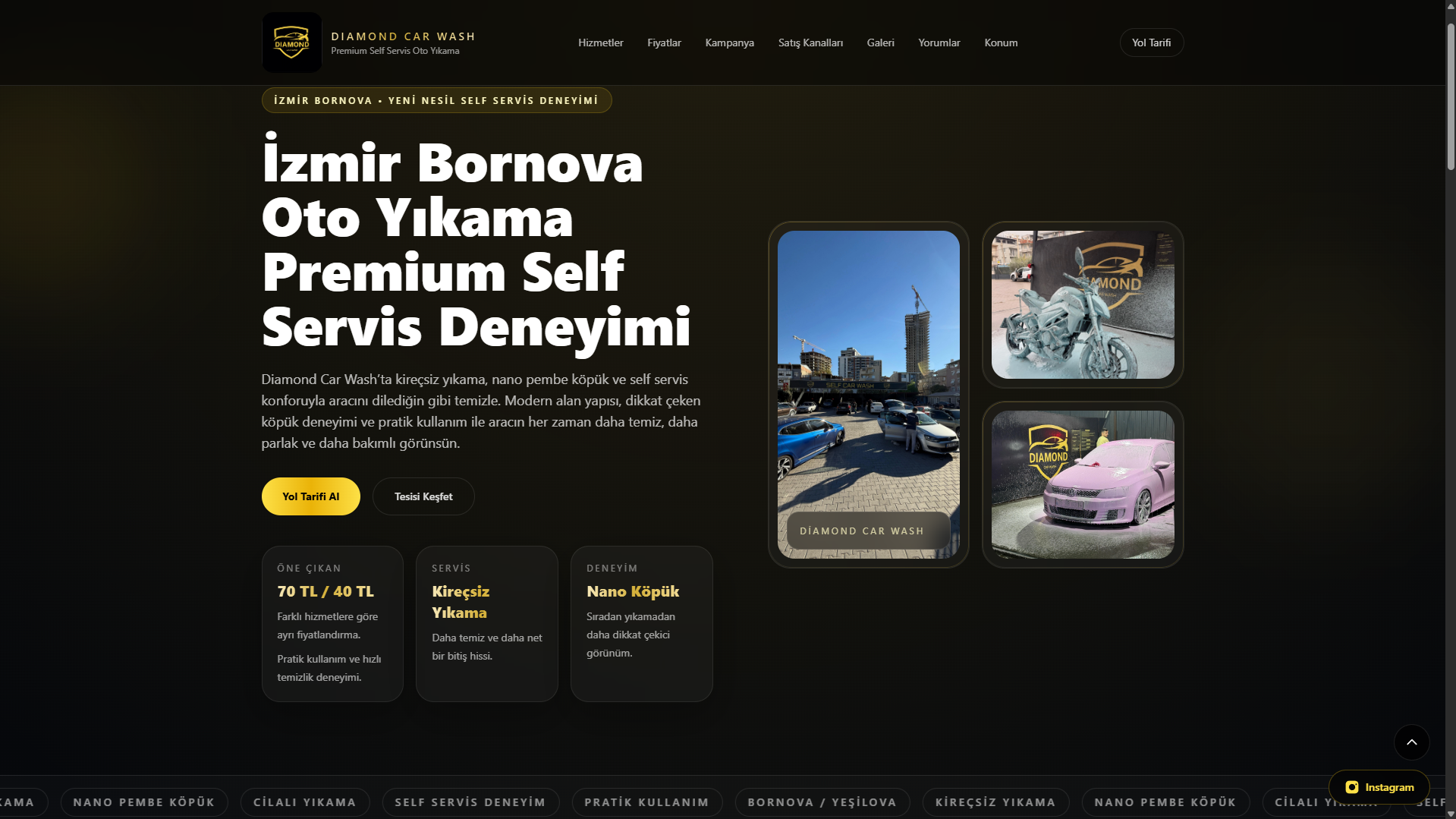 DIAMOND CAR WASH — website screenshot